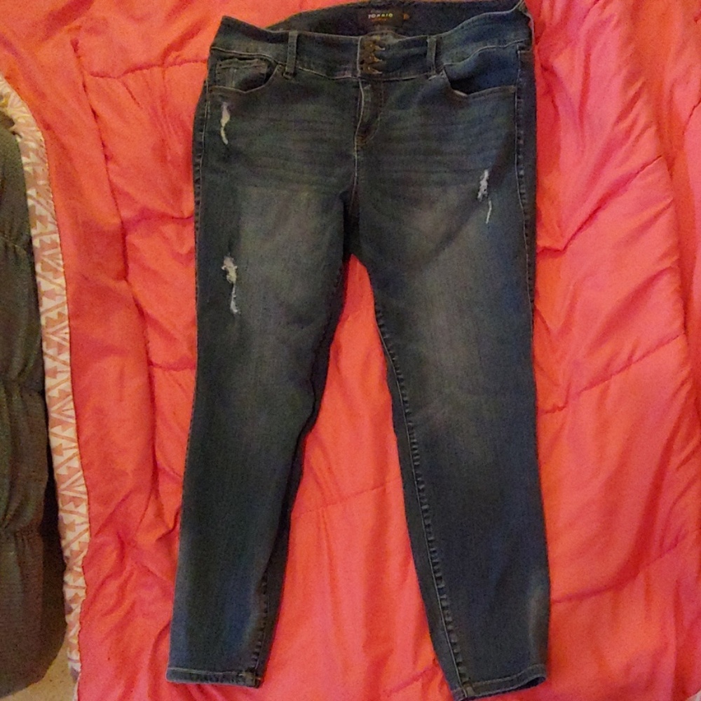Torrid Blue Distressed Jeggings Sz 20R